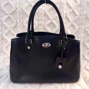 Coach Margot Black Leather Satchel Carryall Bag